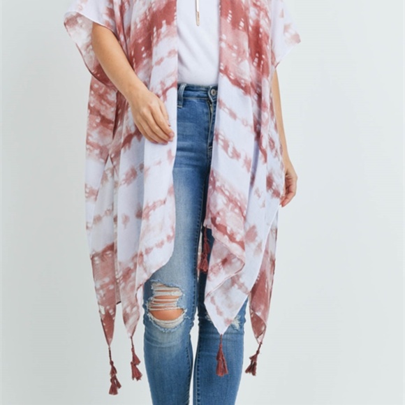 Tie Dye Earth Tone kimono - Picture 3 of 10